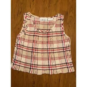Casey and Max Women’s Plaid Cinched Tank Sleeveless Brown Tan Medium